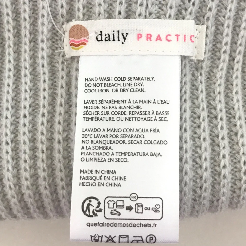 ANTHROPOLOGIE Beanie Hat Daily Practice West Coast Wellness Club Embroidered
